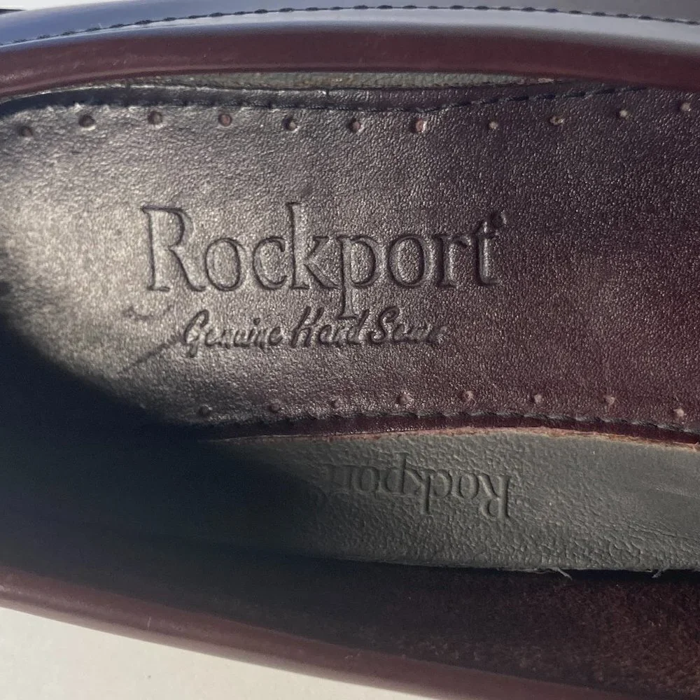 Rockport SZ 10 W Classic Cordovan brown genuine hand sewn leather penny loafers